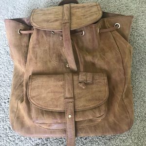 Tan Suede Backpack
